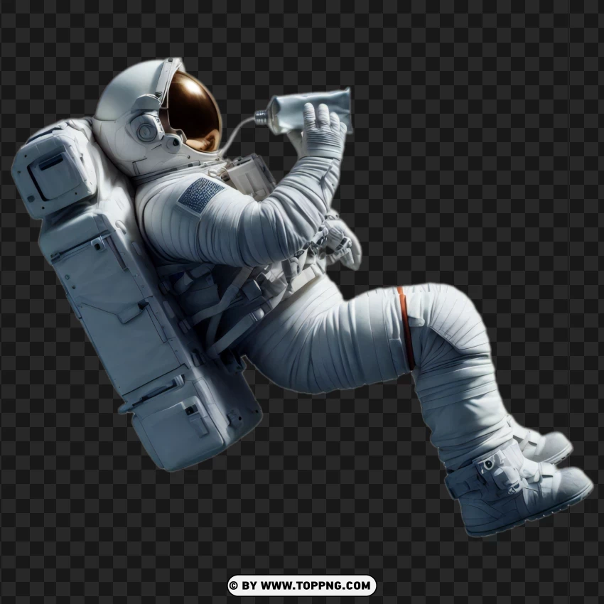 Floating astronaut with a can of soda, relaxing in zero gravity png