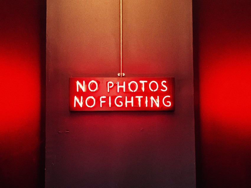 Sign Neon Red Inscription Glow Background