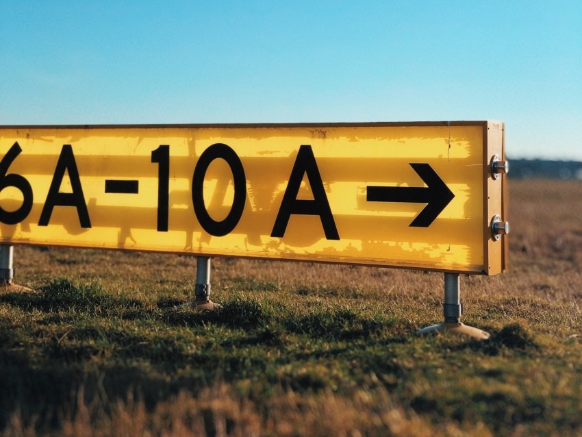 sign, pointer, letters, numbers, grass, sky