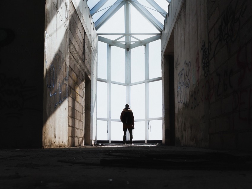 silhouette, architecture, windows, lonely