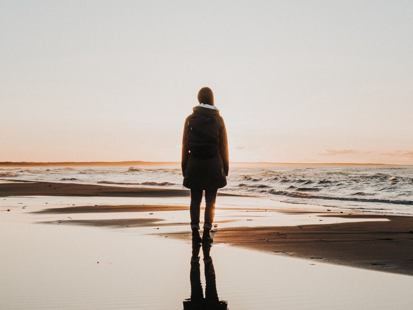 silhouette, coast, lonely, loneliness, solitude, sea