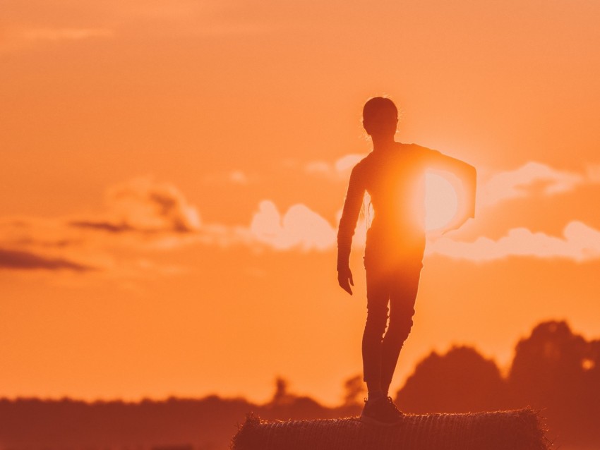 Silhouette Dark Sunset Sun Bright Background