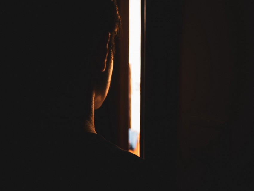 silhouette, door, dark, light