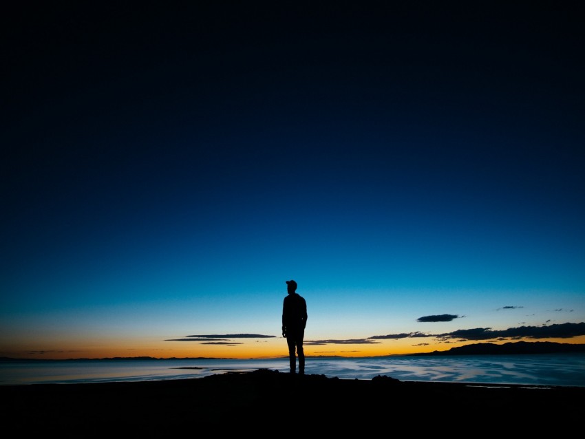 silhouette, night, horizon, coast, sky, dark