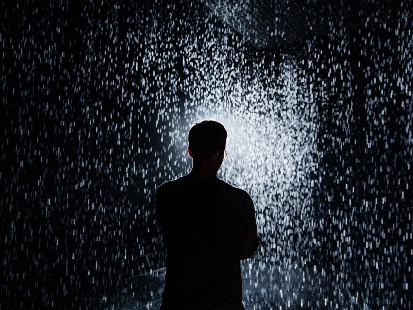 Silhouette Rain Light Sparks Shine Background