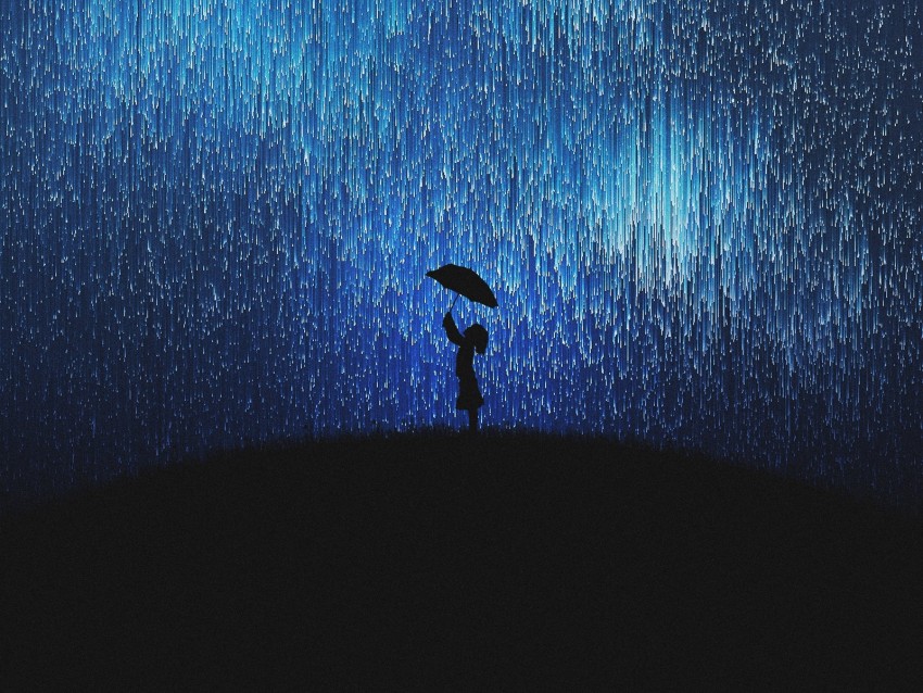 Silhouette Rain Umbrella Art Background