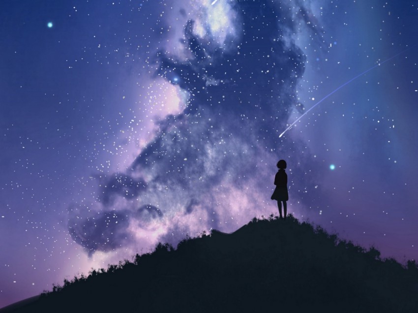 Silhouette Starry Sky Milky Way Art Background