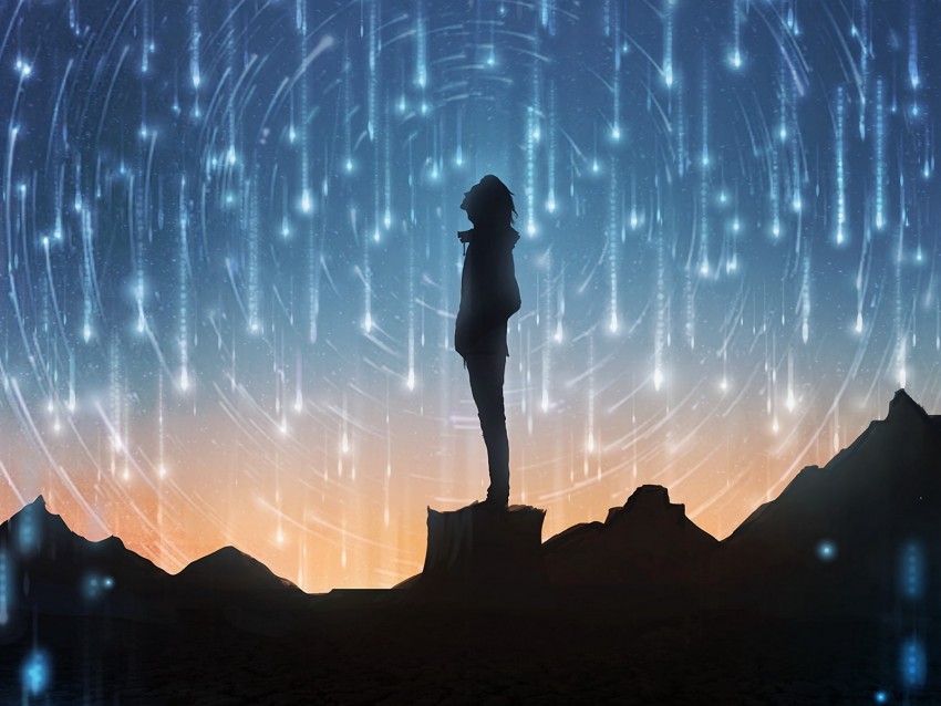 Silhouette Starry Sky Stars Dark Art Background