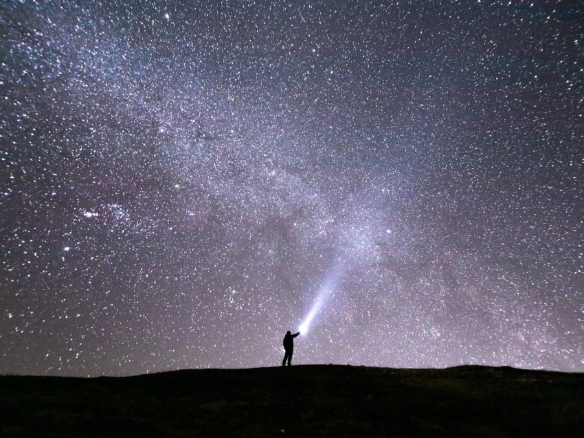 silhouette, starry sky, stars, shine, night