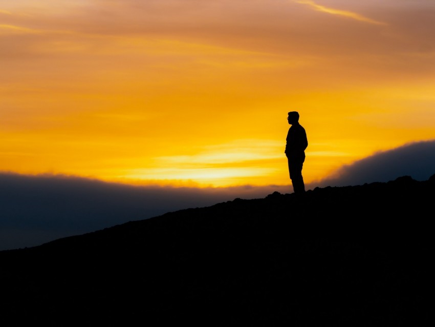 silhouette, sunset, sky, loneliness, solitude