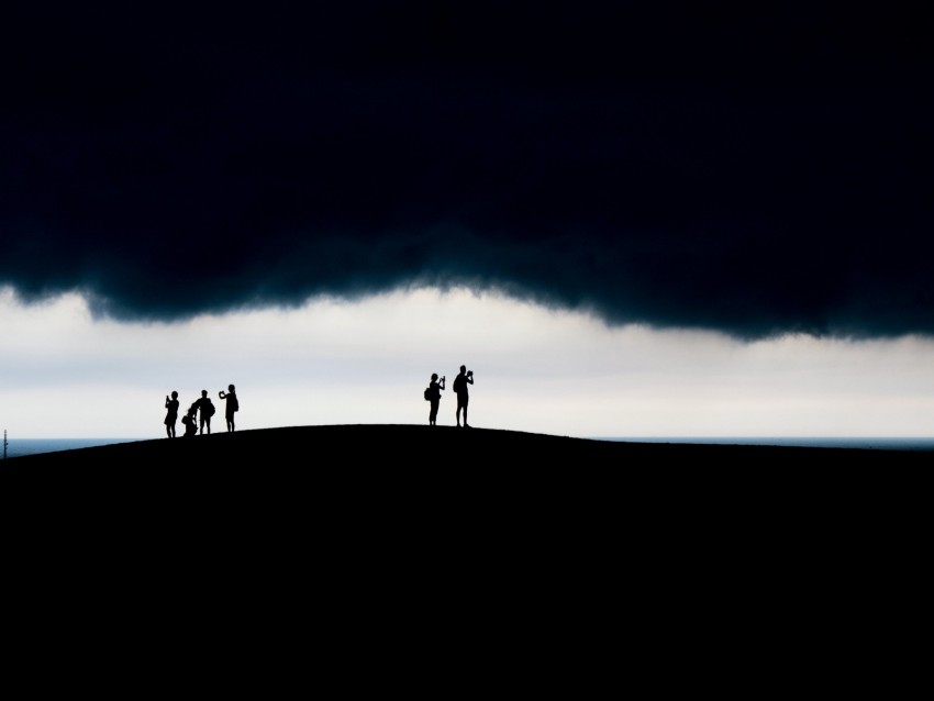 silhouettes, clouds, dark, sky