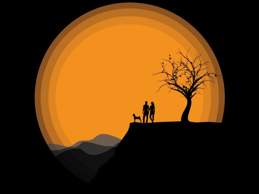 silhouettes, couple, art, vector, dark