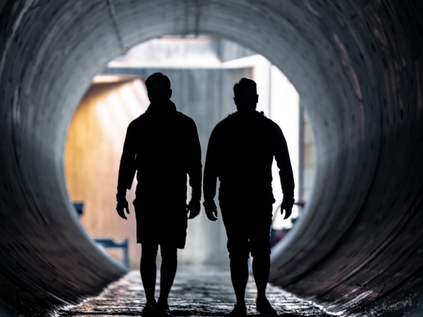 Silhouettes Tunnel Dark Water Background