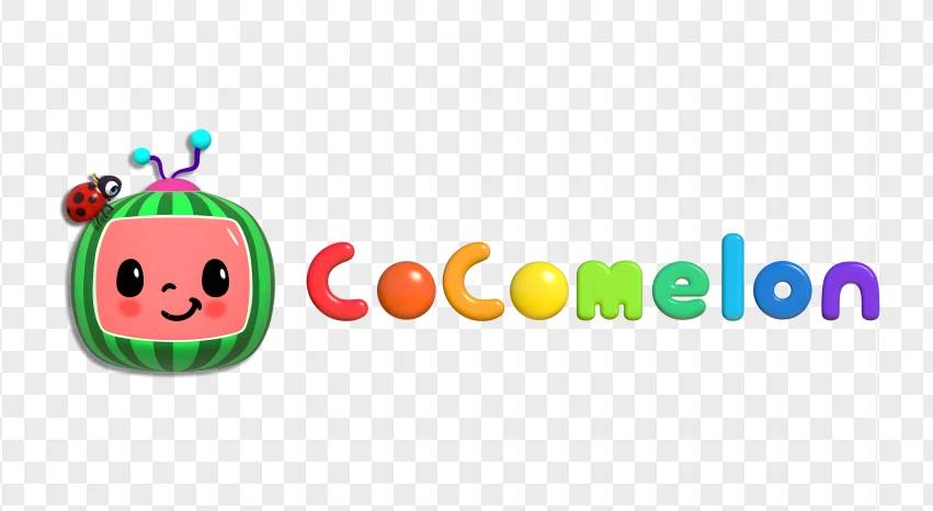 Cocomelon ,watermelon, colorful logo, ladybug, screen