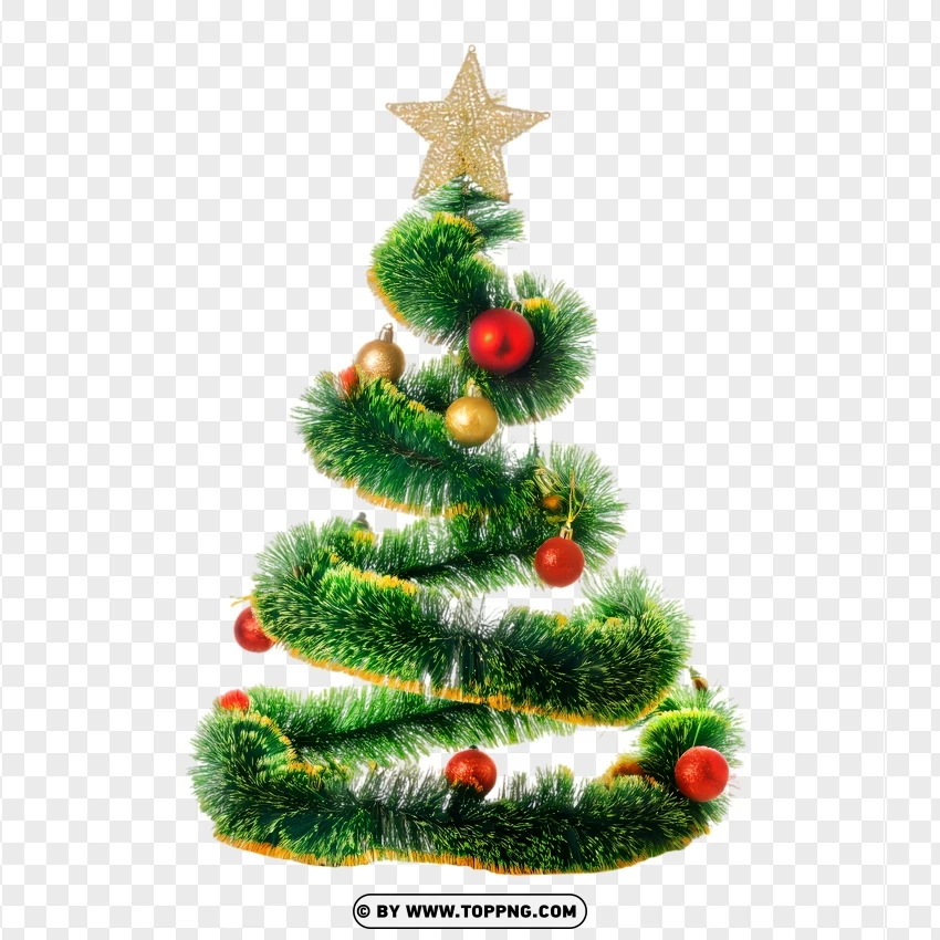 Simple Christmas Tree With Red And Gold Ornaments PNG Transparent Background