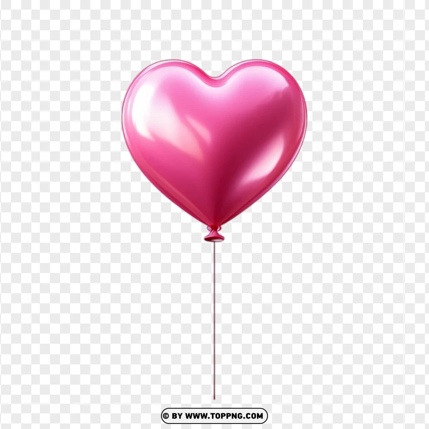 Single Pink Heart Balloon For Valentines Day Decor PNG Transparent Background