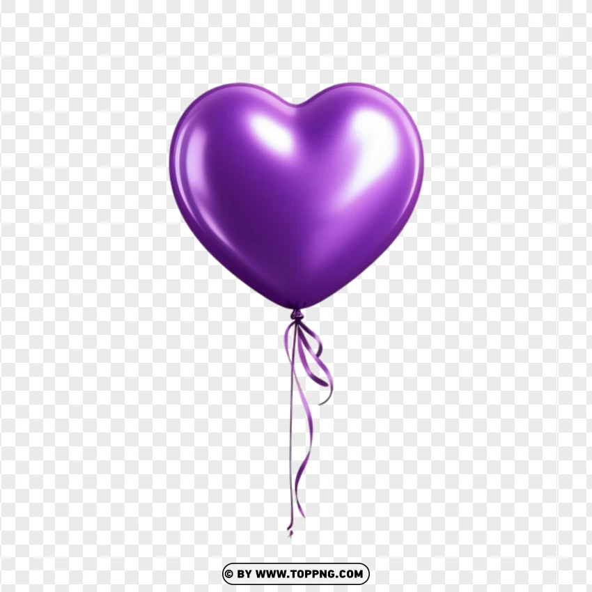 Single Purple Heart Balloon For Festive Decorations PNG Transparent Background