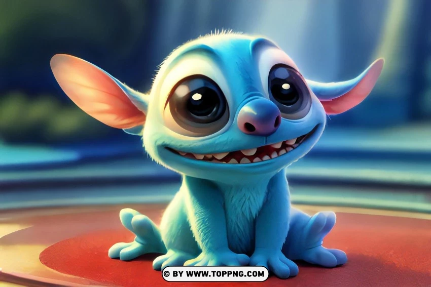 Sitting Stitch Hd Wallpaper Adorable Blue Cartoon Character PNG Transparent Background