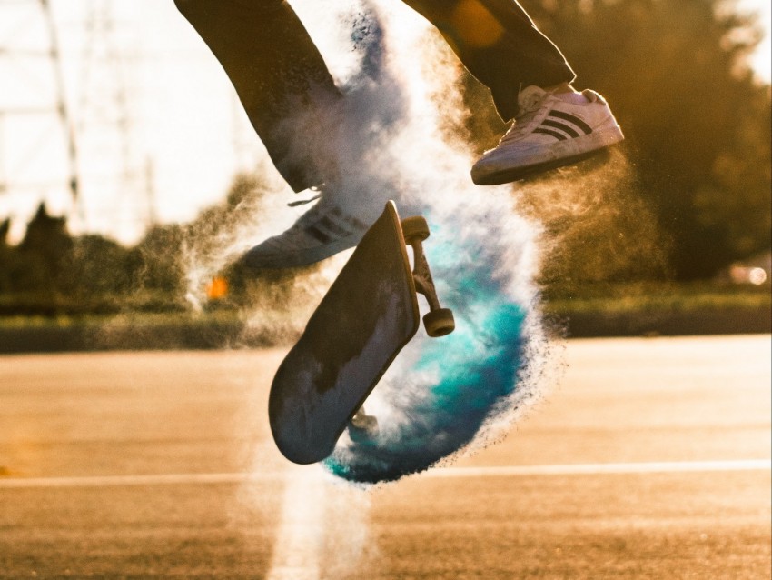 Skate Skateboard Cloud Jump Trick Background