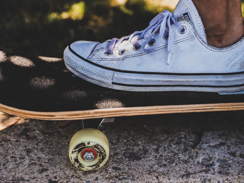 Skateboard Wheel Foot Shoes White Skate Background