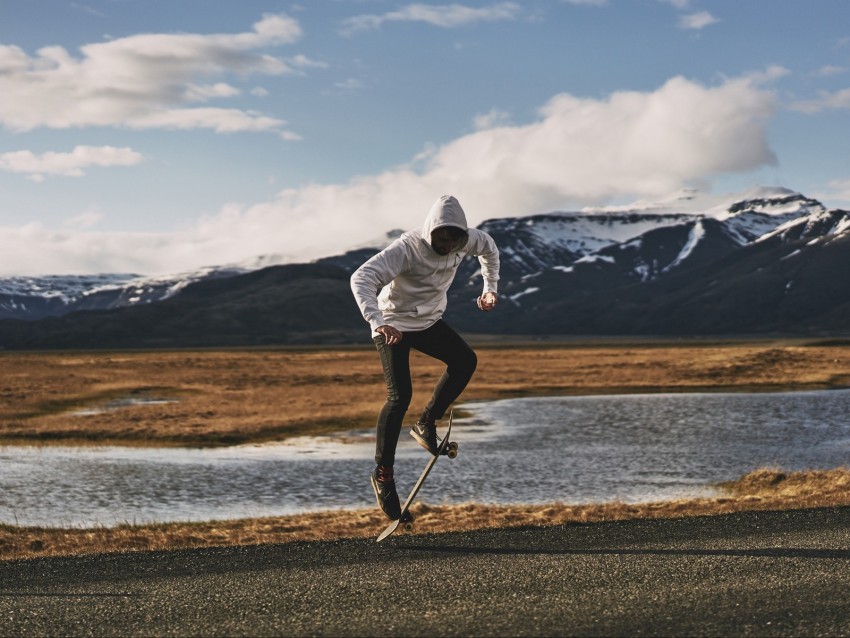 Skateboarder Skate Jump Trick Skateboard Sport Extreme Background