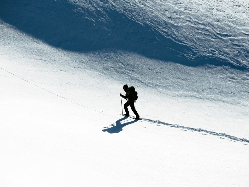 Skier Snow Climb Winter Sport Background