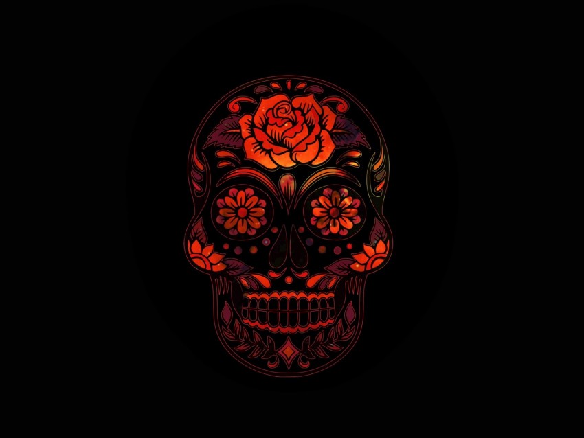 skull, glitter, patterns, art, dark