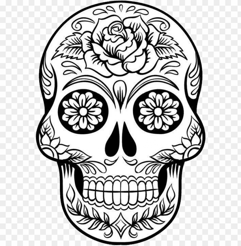 sugar skull, floral design, decorative art, Mexican tradition, Día de los Muertos, black and white art, rose illustration