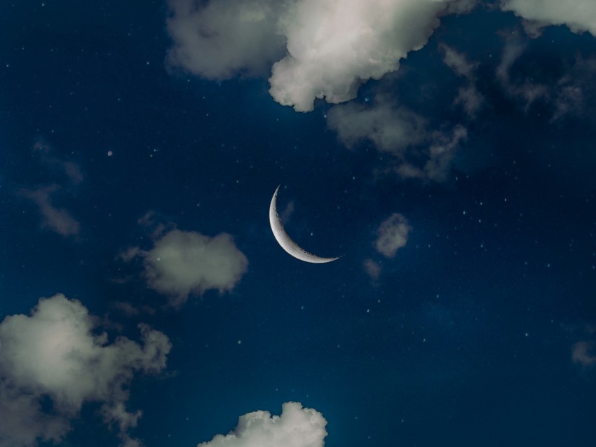 sky, moon, clouds, stars, night