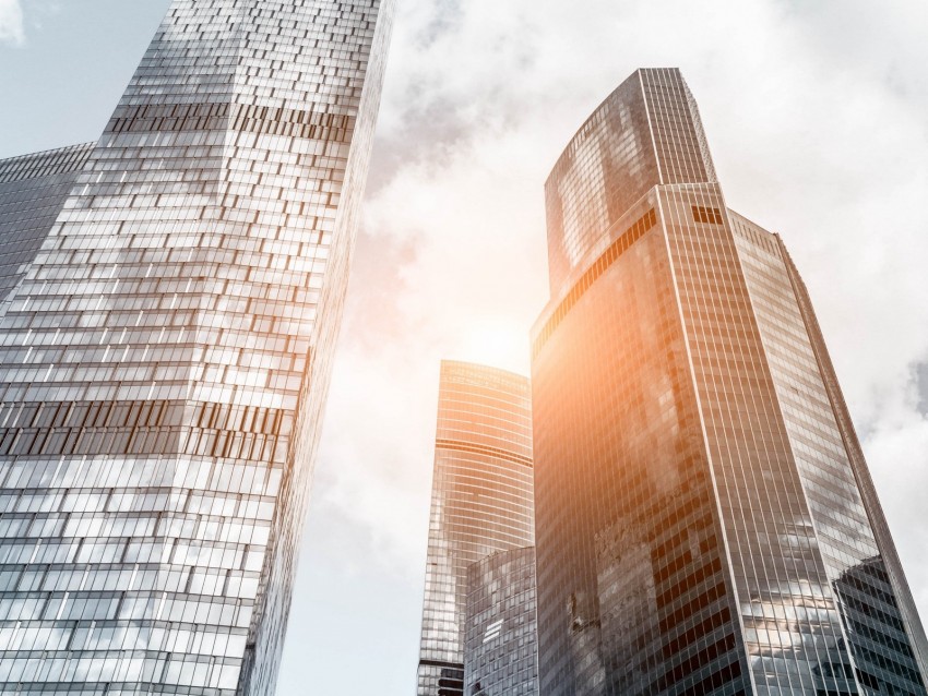 skyscrapers, architecture, city, buildings, glare