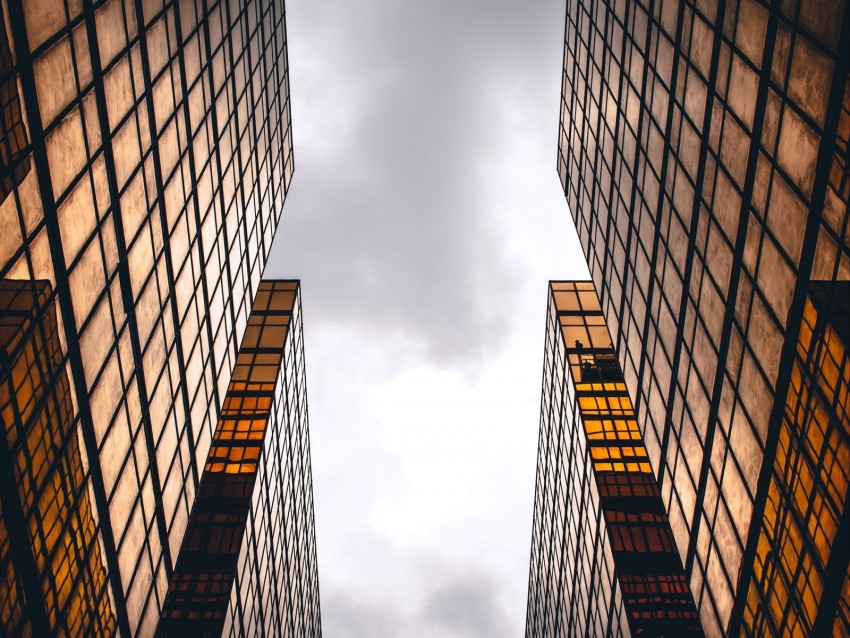 skyscrapers, buildings, sky, clouds, facade