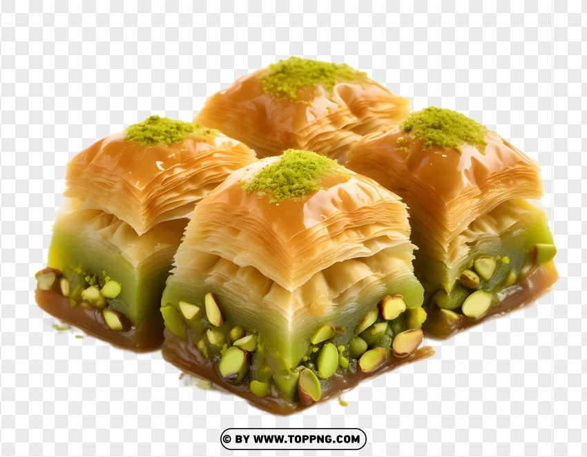 Slices Of Pistachio Baklava With Golden Crust Clipart PNG Transparent Background