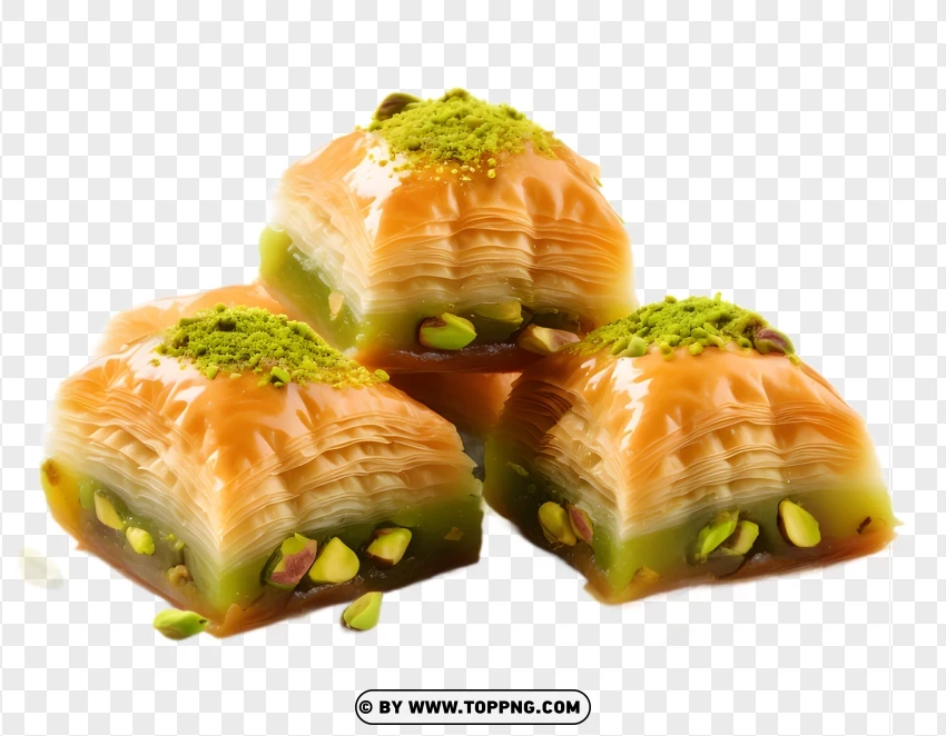 Slices Of Pistachio Baklava With Golden Crust Clipart PNG Transparent Background