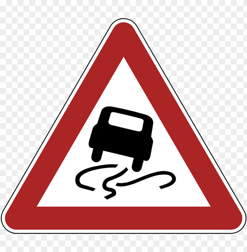 transport, traffic signs, slippery road warning sign, 