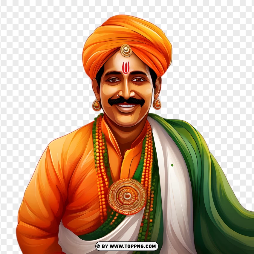 Smiling Indian Leader In Cultural Dress PNG Transparent Background