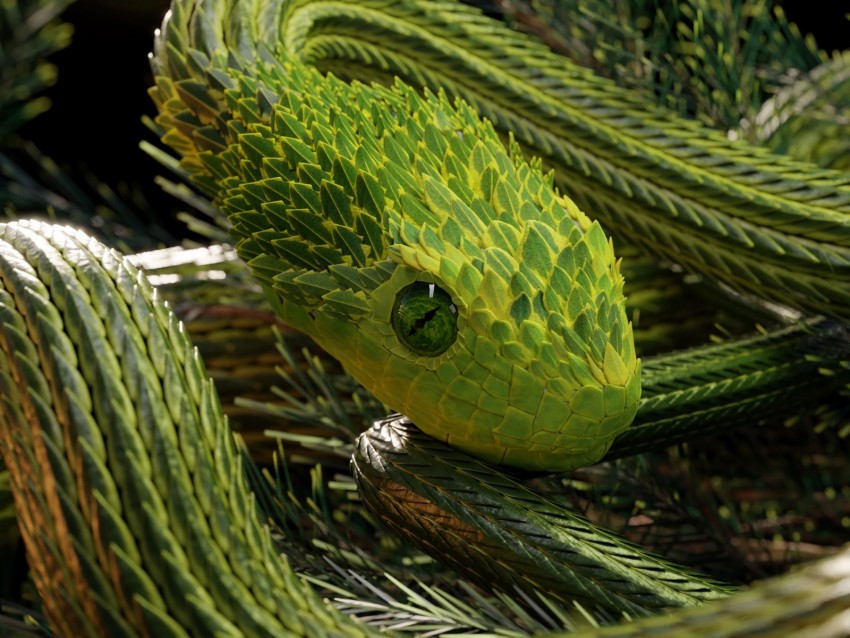 Snake Green Reptile Scales 3d Background