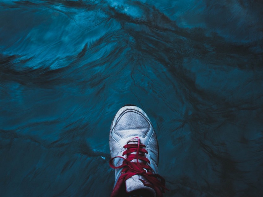 sneakers, water, feet, sea, current