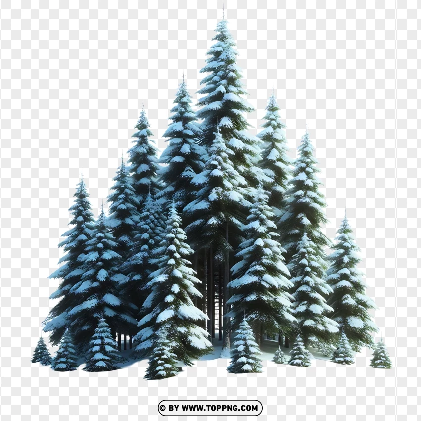 Snow-covered Pine Trees Creating A Winter Wonderland Scene PNG Transparent Background