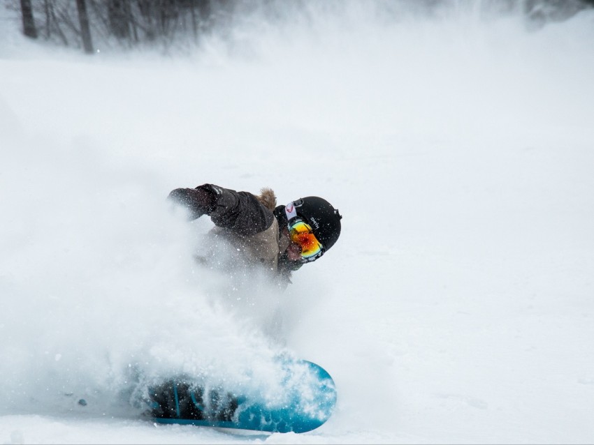 snowboard, snowboarder, snow, helmet, glasses