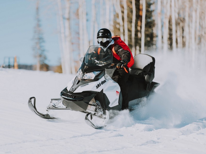 snowmobile, snow, helmet, winter