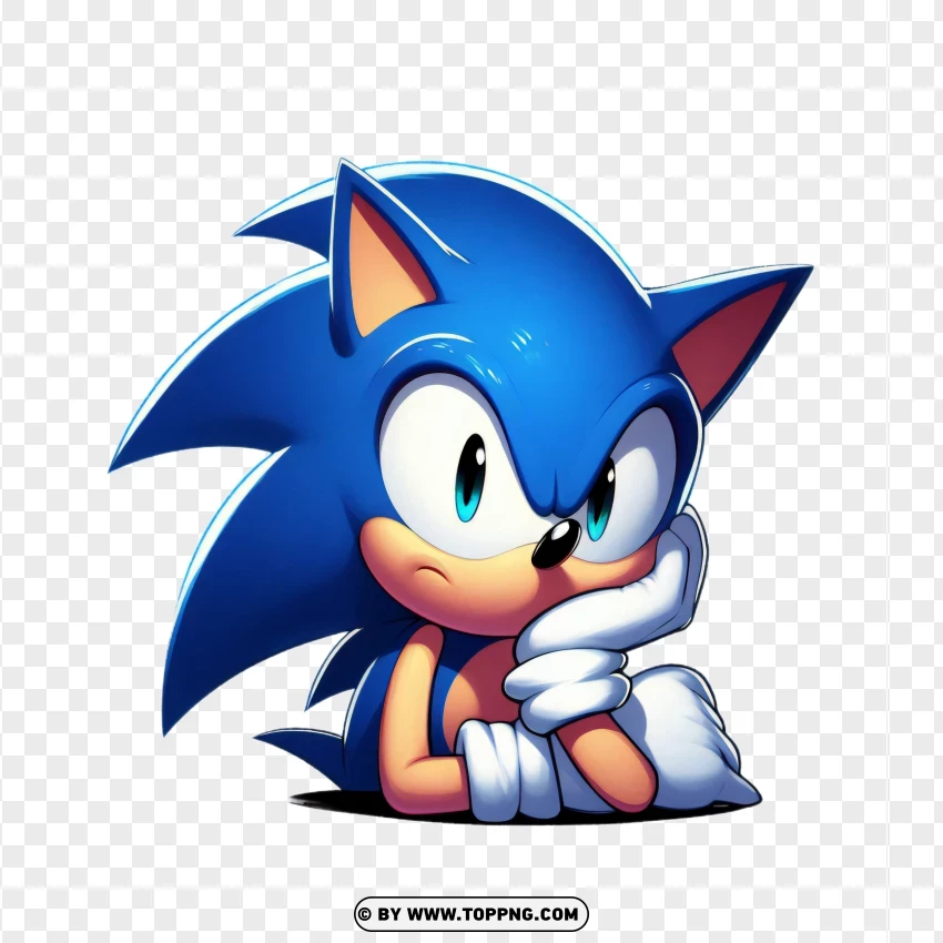 Sonic Pensive Expression PNG Transparent Background