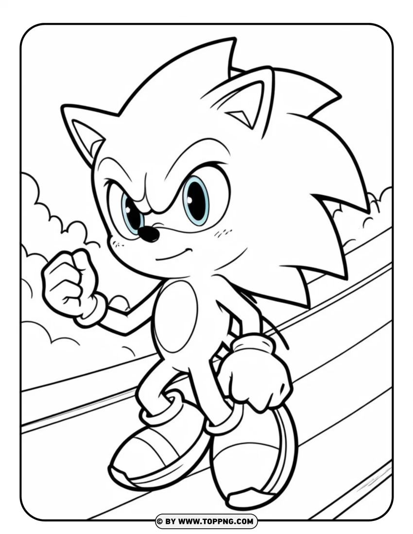 Sonic The Hedgehog Ready To Run Coloring Page PNG Transparent Background