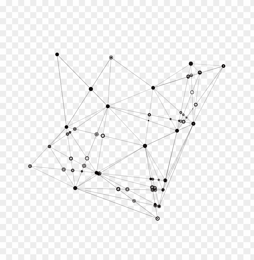 Abstract geometric network design with interconnected lines and nodes PNG