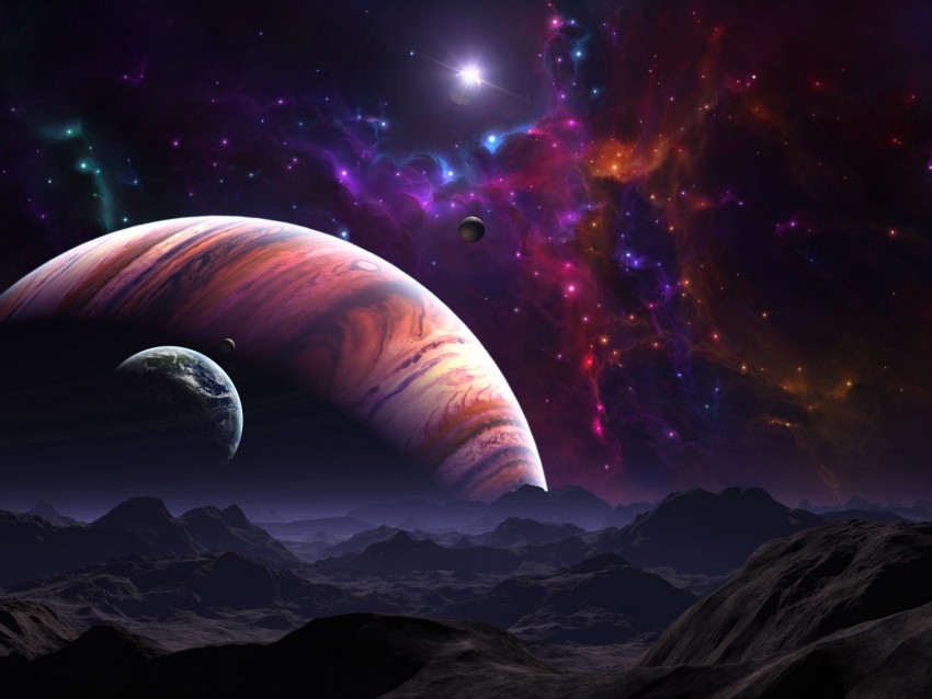 Space Open Space Planets Art Colorful Background