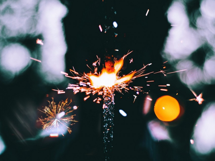 sparkler, shine, sparks, glare, bokeh, blur