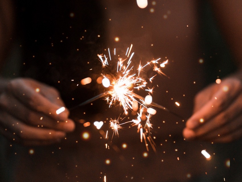 sparkler, spark, hands, shine, light