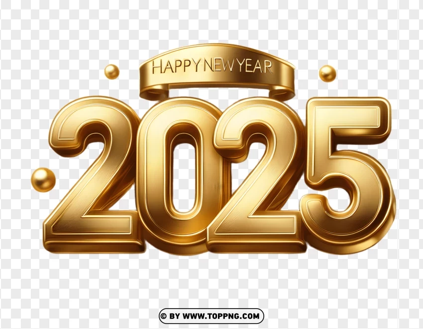 Sparkling Golden Banner For 2025 New Year Free Download PNG Transparent Background