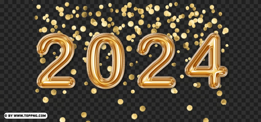 Sparkling Yellow Gold Balloons For 2024 Hd PNG Transparent Background