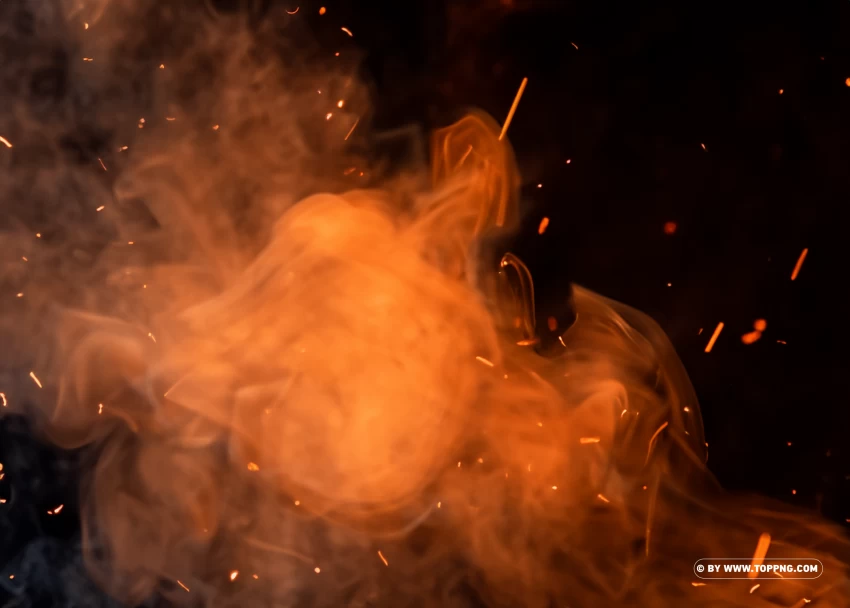 Sparks Of Fire From Campfire On Dark PNG Transparent Background