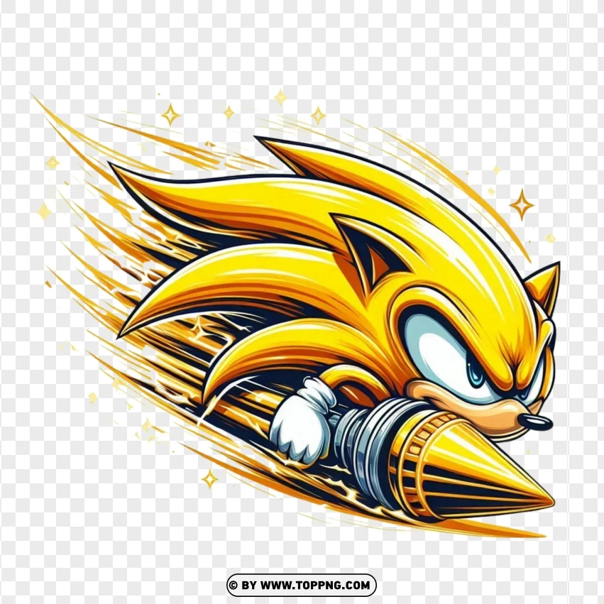 Speeding Super Sonic With Intense Motion PNG Transparent Background